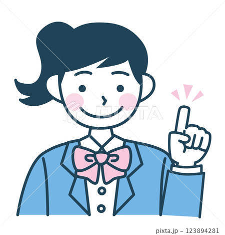 ポニーテールのブレザー制服の学生のベクターイラスト 123894281
