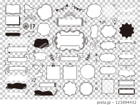 Pop handwritten style speech bubble set Pop handwritten style speech bubble set 123894432