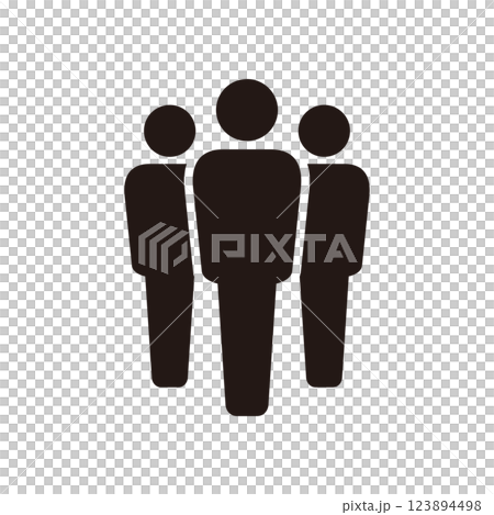 Three people pictogram icon Three people pictogram icon 123894498
