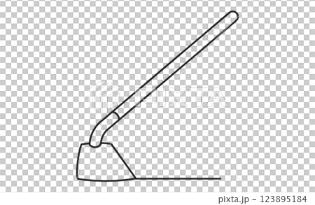 鍬の線画アイコン シンプルな農作業・園芸用具のイラスト 123895184