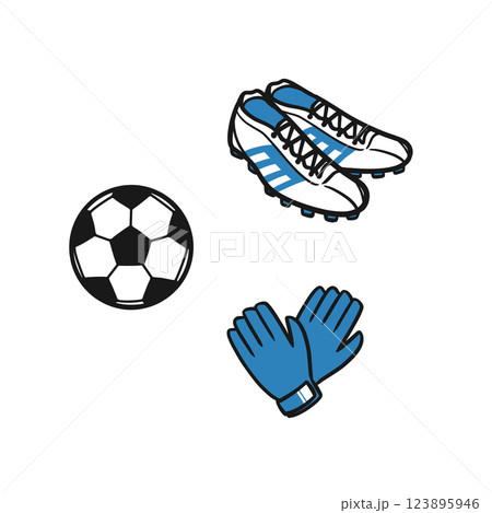サッカーボール・スパイク・グローブのイラスト（シンプル） 123895946