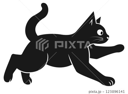 Playful Black Cartoon Kitten Running Vector Illustration Playful Black Cartoon Kitten Running Vector Illustration 123896141