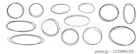 Hand drawn cartoon circle line vector illustration doodle sketch style for concept design. 123896158