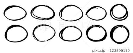 Hand drawn cartoon circle line vector illustration doodle sketch style for concept design. 123896159