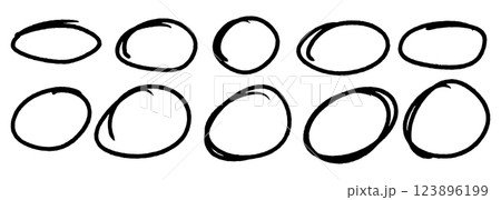 Hand drawn cartoon circle line vector illustration doodle sketch style for concept design. 123896199