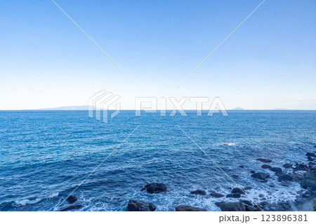 東伊豆　伊豆急行　車窓　大島　新島 123896381