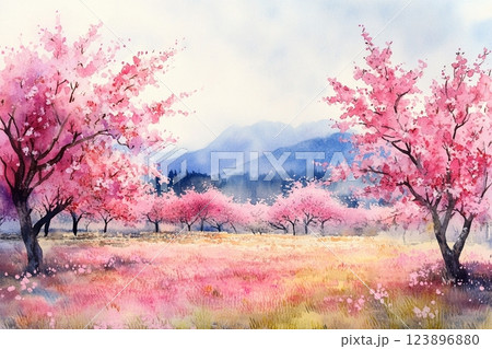 春の訪れを告げる満開の桜 123896880