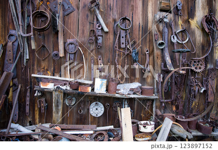 Old workshop outside the barn 123897152