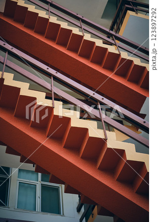 Colorful stairway low angle view 123897292