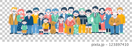 許多人排隊的手繪插圖 123897410