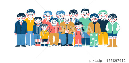 手書きの大きな一族のイラスト 手書きの大きな一族のイラスト 123897412