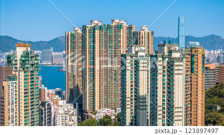 Feb 9 2025 View of Skyscrapers in a Modern Cityscape Close to the Ocean 123897497