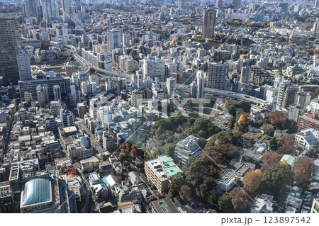 Cityscape View Featuring Urban Buildings and Green, Tokyo Dec 9 2024 123897542