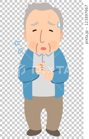 Anxious senior man, facial expression pose, elderly, late elderly 123897667