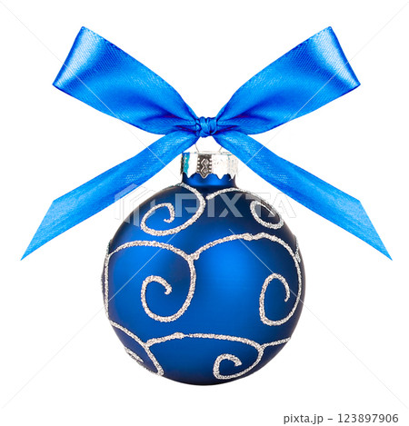 Blue Christmas Ornament With Ribbon Bow PNG Blue Christmas Ornament With Ribbon Bow PNG 123897906