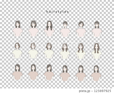 各種女性髮型 各種女性髮型 123897925