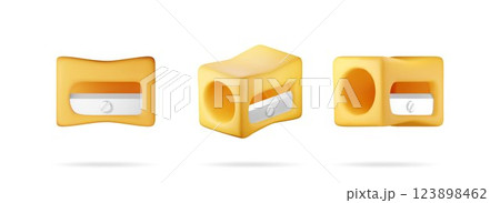 3D set of plastic pencil sharpener 3D set of plastic pencil sharpener 123898462