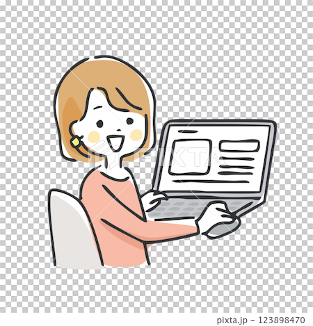 女人操作一台個人計算機 123898470