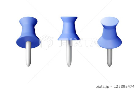 3D set of blue push pins isolated on white 3D set of blue push pins isolated on white 123898474
