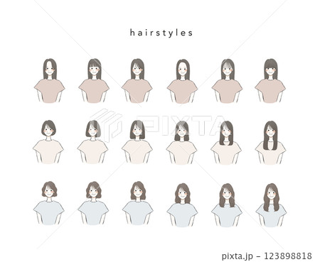 女性の様々な髪型 123898818