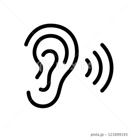 音を聞いている耳のアイコン 123899193