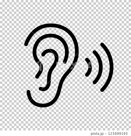 音を聞いている耳のアイコン 123899193