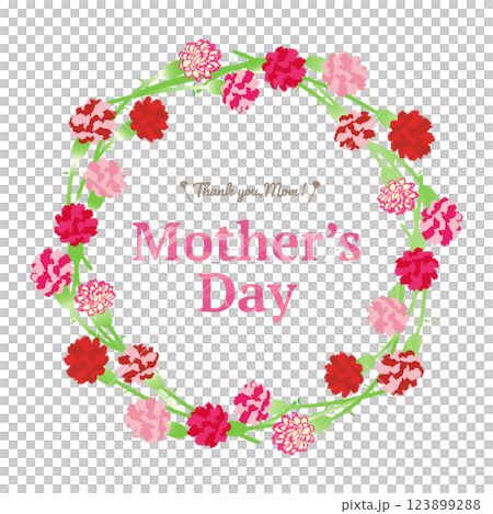 母の日の赤とピンクのカーネーションのフレーム 母の日の赤とピンクのカーネーションのフレーム 123899288