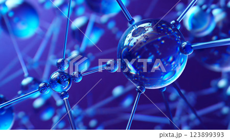 Interconnected Molecules in Blue Against a Purple Gradient Background 123899393