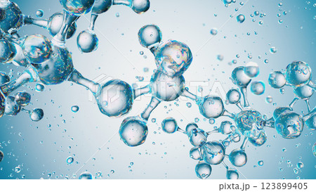 Molecular Dance: Clusters of Water in a Fluid Blue Landscape 123899405