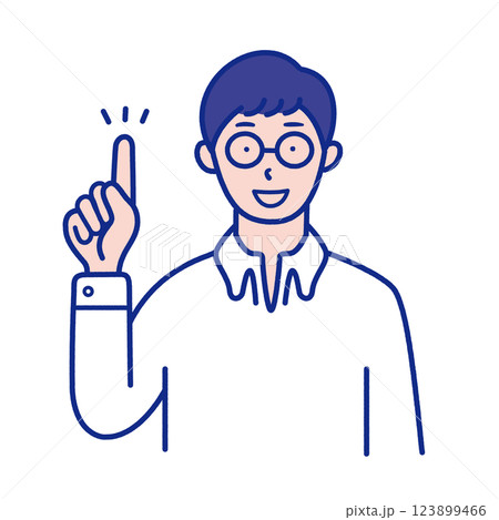 指差しポーズの男性の上半身イラスト素材 123899466
