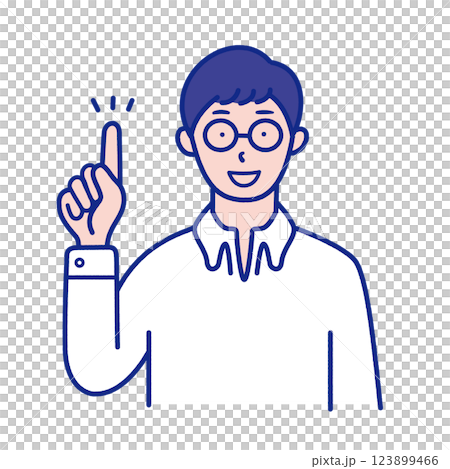 Illustration of a man's upper body pointing Illustration of a man's upper body pointing 123899466