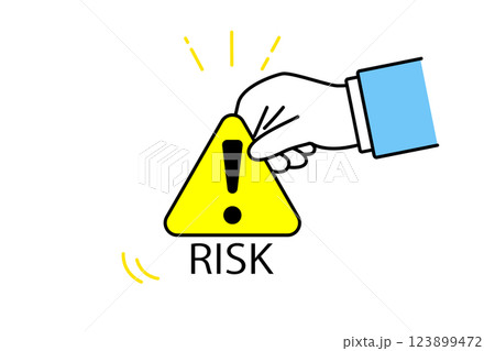 リスクのマークを取り除くスーツ・制服を着た人物の手のイラスト 123899472