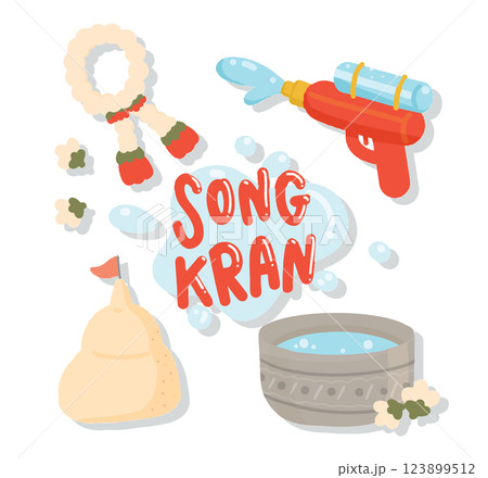 Song Kran set elelments vector illustration 123899512