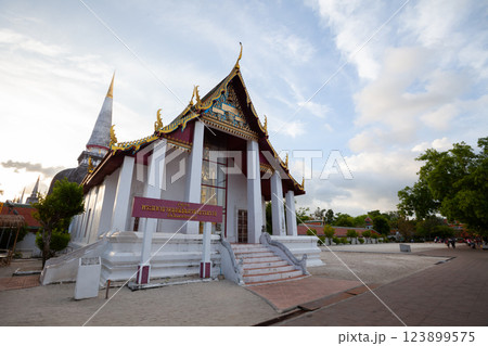 Wat Phra Mahathat Woramahawihan, the main temple in Nakhon Si Thammarat province,Southern Thailand. Wat Phra Mahathat Woramahawihan, the main temple in Nakhon Si Thammarat province,Southern Thailand. 123899575