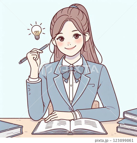 勉強する女子学生 勉強する女子学生 123899861