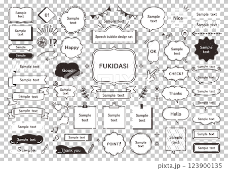 Pop handwritten style speech bubble set Pop handwritten style speech bubble set 123900135