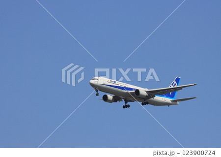 着陸進入する旅客機  着陸進入する旅客機  123900724