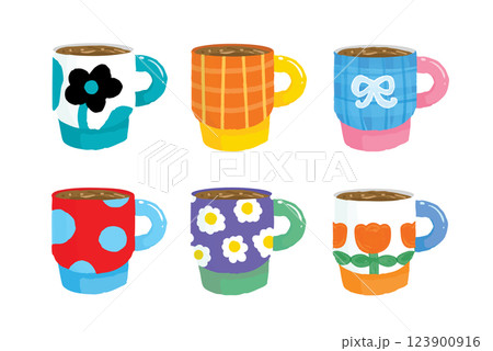 Vector Illustration of Colorful Coffee Mugs 123900916