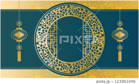 中華風フレーム飾り枠 中華風フレーム飾り枠 123901046