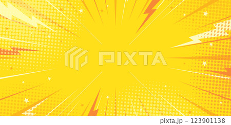 Halftone Pop Art Style Star Explosion Pattern Cartoon Background, Vintage Tone Light Effect Vector illustration wow banner with gradient design 123901138