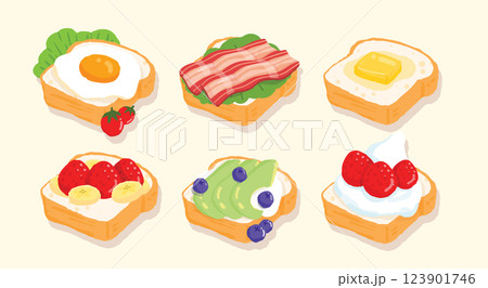 Vector Illustration of Delicious Breakfast Food Set 123901746