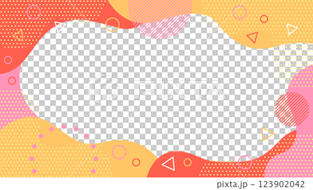 かわいい抽象的な幾何学模様のフレーム素材 チラシ・Web・動画16:9サイズ 赤色 ベージュ かわいい抽象的な幾何学模様のフレーム素材 チラシ・Web・動画16:9サイズ 赤色 ベージュ 123902042