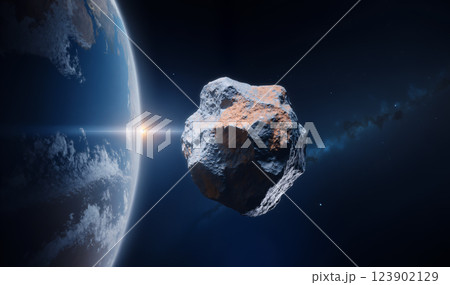地球に接近する流星のイメージ　AI生成画像 123902129