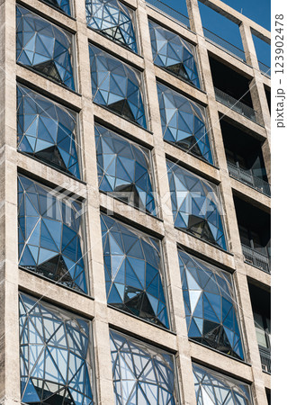 industrial style building, windows close-up shot 123902478