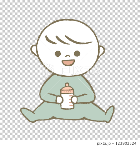 Baby with a baby bottle, light blue 123902524