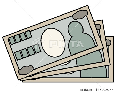 日本のお札のデフォルメアイコン 123902977