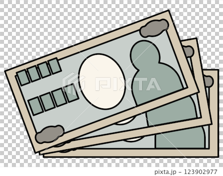 日本のお札のデフォルメアイコン 123902977