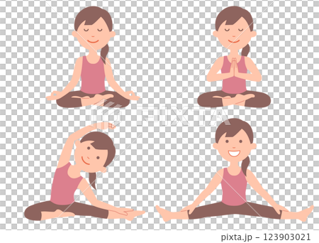 年輕女子瑜珈姿勢 4 套 年輕女子瑜珈姿勢 4 套 123903021