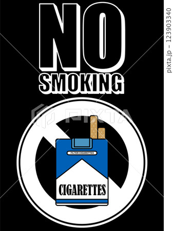 貼り紙看板イラストー禁煙No Smokingー 貼り紙看板イラストー禁煙No Smokingー 123903340