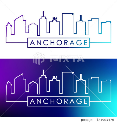 Anchorage skyline. Colorful linear style. Anchorage skyline. Colorful linear style. 123903476